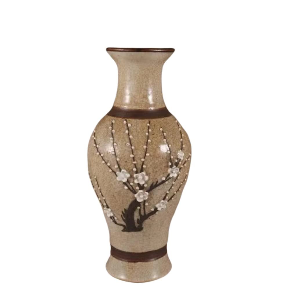 Ceramic Vases Ginger Jar for Home Decor, Flower Birds Pattern Temple Jar Vase Jingdezhen Traditional Chinese Porcelain Dried Flower Vases Decoration -A High 25.5 cm