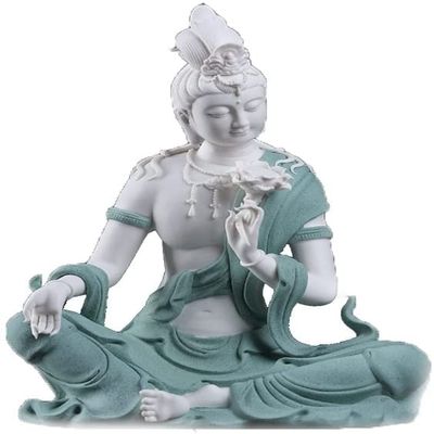 ZEELYDE Buddha Statue,Porcelain White Matte Finish Retro Guanyin Buddha Statue, Home Decoration Buddha Sculpture