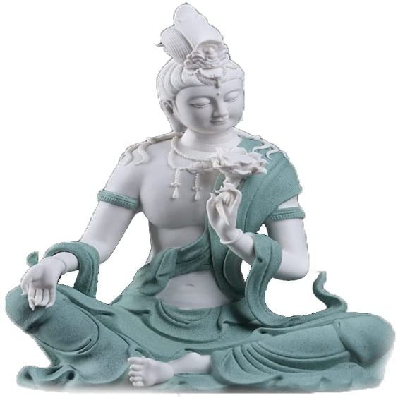 ZEELYDE Buddha Statue,Porcelain White Matte Finish Retro Guanyin Buddha Statue, Home Decoration Buddha Sculpture