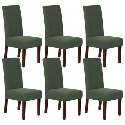 H.VERSAILTEX Stretch Dining Chair Covers Set of 6 Chair Covers for Dining Room Parsons Chair Slipcover Chair Protectors Covers Dining, Feature Textured Checked Jacquard Fabric, Bronze Green
