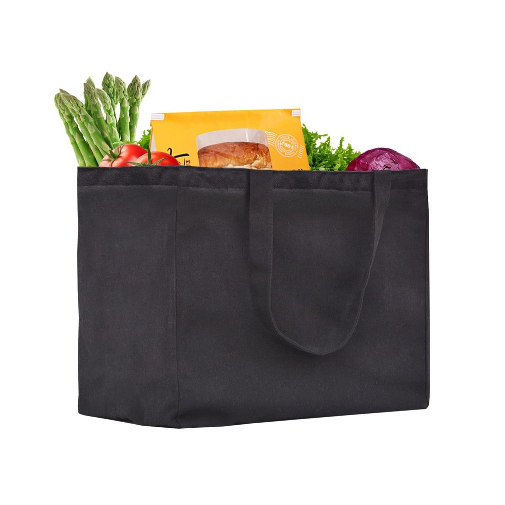 CNaiyunpin Heavy Duty Canvas Reusable Grocery Bags - 8.3 Gal Foldable Large Tote with Handles, Holds 60 lbs & Washable Eco-friendly Bags with 5 Pockets