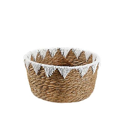Serene Spaces Living Small Handmade Cattail Leaf Basket - Natural, Eco-Friendly & Durable - Perfect for Decoration, Storage, Potted Plant Cover/Cachepot or Gifting, 10" Diameter & 8.25" Tall