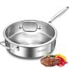 DELARLO Tri-Ply Stainless Steel Frying Pan,12 inch Skillet with Lid,6 Quart Saute Pan,Compatible with All Cooktops,Oven Up to 660,Chicken Fryer,Dishwasher-Friendly view 1