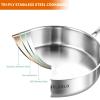 DELARLO Tri-Ply Stainless Steel Frying Pan,12 inch Skillet with Lid,6 Quart Saute Pan,Compatible with All Cooktops,Oven Up to 660,Chicken Fryer,Dishwasher-Friendly view 2