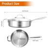 DELARLO Tri-Ply Stainless Steel Frying Pan,12 inch Skillet with Lid,6 Quart Saute Pan,Compatible with All Cooktops,Oven Up to 660,Chicken Fryer,Dishwasher-Friendly view 3