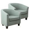 2 Piece Stretch Club Chair Slipcover, Jacquard Barrel Chair Covers Tub Chair Slipcovers Soft Armchair Sofa Cover Removable Furniture Protector for Living Room-Bean Green||2 view 1