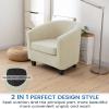 2 Piece Stretch Club Chair Slipcover, Jacquard Barrel Chair Covers Tub Chair Slipcovers Soft Armchair Sofa Cover Removable Furniture Protector for Living Room-Bean Green||2 view 3