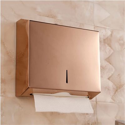 LIOONS High Capacity Wall Mounted Paper Towel Dispenser Rose Gold Stainless Steel Hand Towel Dispenser with Lock Paper Towel Holders for Home Hotel Stable