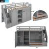 Bellemave Loft Bed with Storage Stairs and 2 Wardrobe Twin Loft Beds with Bookcase and Drawers Wood Loft Bed Frame with Storage Shelves for Kids, Juniors, Teen, Boys, Girls, Multifunction Design, Gray view 2