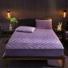 FCLDESHOP Mattress Encasement,Quilted Warm Crystal Velvet Box Spring Mattress Cover, Solid Color Non-Slip Thick Fit Sheet Mattress Bag Bedspread,Purple,90 * 200cm view 1