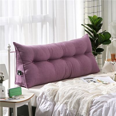 NENIUX Large Backrest Pillow Headboard Bolster Pillow, Velvet Support Rest Reading Pillow, Removable Cover Bolster Triangular for Bed Sofa Couch Double Bed(Purple,31x8x20inch)