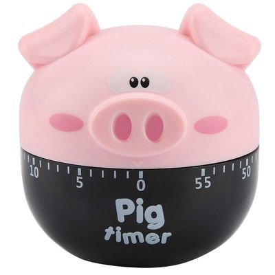Cute Pigs Easy to use Portable Alarm Clock Kitchen Cooking Tool, Cartoon Pigs Cooking Timer, 55 Minute Mechanical Kitchen Timer, Cute Cooking Time()