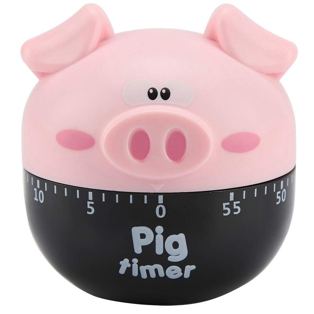 Cute Pigs Easy to use Portable Alarm Clock Kitchen Cooking Tool, Cartoon Pigs Cooking Timer, 55 Minute Mechanical Kitchen Timer, Cute Cooking Time()