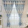 XINDAR Double Layer Blackout Curtain, Set of 2 Panels for Living Room Darkening Curtains Light-Filtering Lace Sheer Window Panels (Blue, 196" W x 106" L-Grommet) view 1