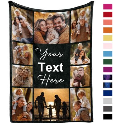 Yofair Ships Next Day, Custom Blanket with Picture Personalized Gifts for Mom Dad Customized Photo Blanket Family Christmas Birthday Gifts for Adult Husband Wife 40" W x 50" L