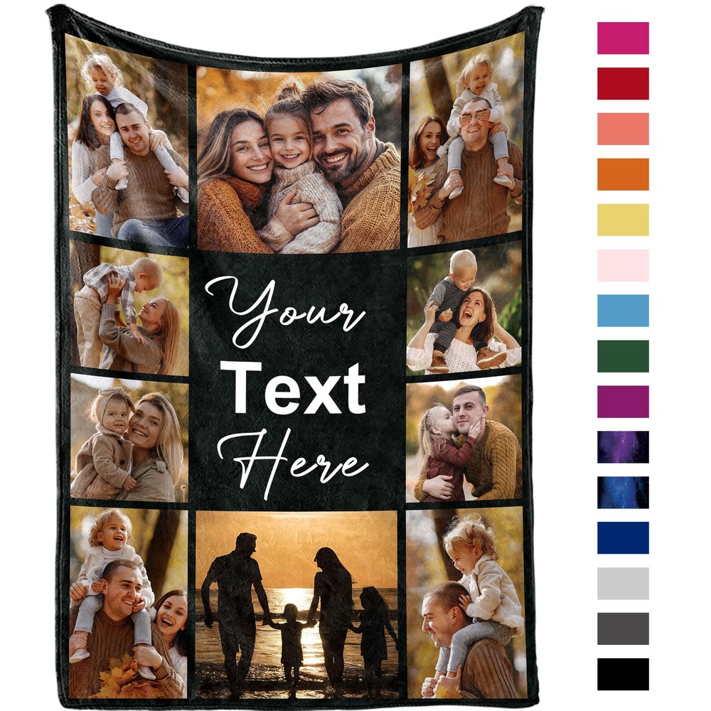 Yofair Ships Next Day, Custom Blanket with Picture Personalized Gifts for Mom Dad Customized Photo Blanket Family Christmas Birthday Gifts for Adult Husband Wife 40" W x 50" L
