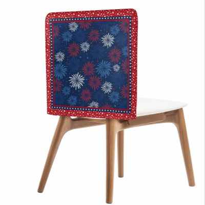 AMZRicher Fourth-of-July Red Stars Chair Back Covers for Dining Chairs 6 Pack, Independence Day Blue Summer Washable Stretchable Chair Slipcover Back Chair Protector for Wedding Party