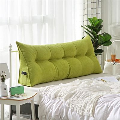 NENIUX Large Backrest Pillow Headboard Bolster Pillow, Velvet Support Rest Reading Pillow, Removable Cover Bolster Triangular for Bed Sofa Couch Double Bed(Green,31x8x20inch)