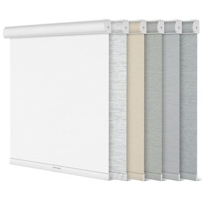 Sulugood,Blackout Roller Shades for Windows,Free-Stop Cordless Roller Blinds with Cassette Valance,Striped Jacquard Window Shades for Bedroom,Thermal Insulated Fabric,White,69" W x 84" H