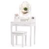 Alohappy Girls Makeup Vanity Set, Dressing Table Desk with Lighted Mirror and Stool, Makeup Table with 4 Drawers for Bedroom, Bathroom (Vanity with Lighted Mirror) view 1