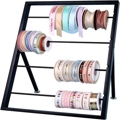 AVEEWA Ribbon Holder Organizer Display Stand Black Ribbons Roll Storage Stand Wire Spool Rack Thread Holder Sewing Tool 4 Rods, Used to Key Holder, Small Items Hanging, Metal
