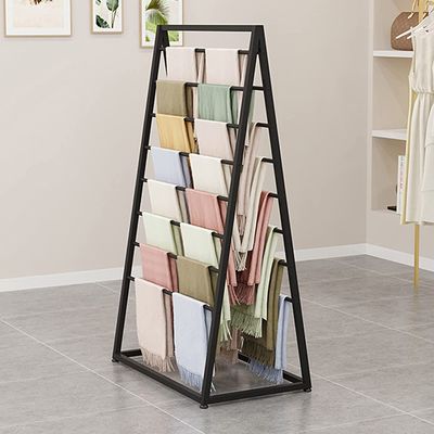 Ribbon Organizer Rack Craft Room Space Saving Scarf Organizer Rack Hijab Display Hanger, Metal Floor Standing Pants Hanger 60cm/80cm/100cm/120cm Wide (Color : Black, Size : Wide 100cm/39inch)