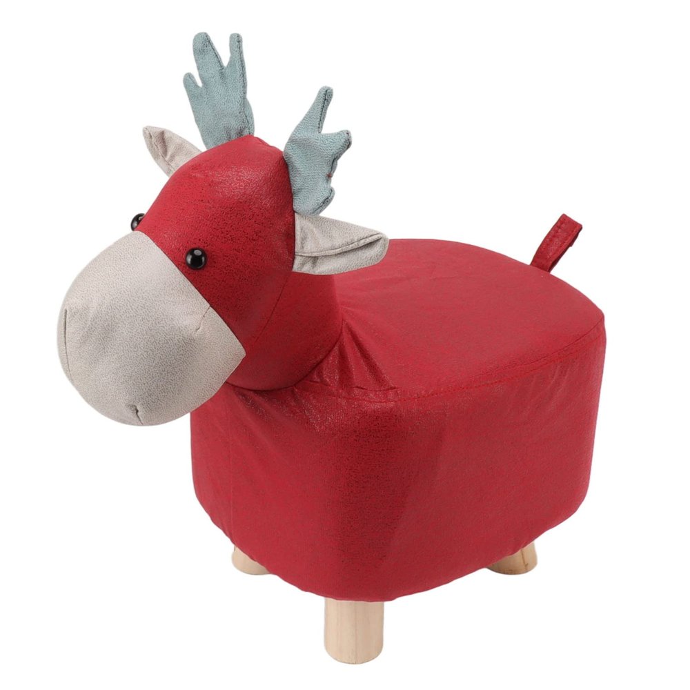 Animal Footstools, Footrest Ottoman with Innovative Sheep Shape Upholstered Stool for Nursery Bedroom Playroom for Bedroom Living Room or Entryway (Red)