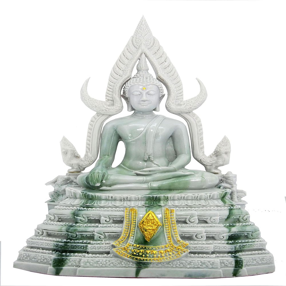 BUDDHO Chinnaraj Buddha Statue 12" H. Thai Buddha Statue for Home Decor Buddha Sculpture Small Gift Office Gift Office Decor Figurines Meditation Decor (White)