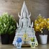 BUDDHO Chinnaraj Buddha Statue 12" H. Thai Buddha Statue for Home Decor Buddha Sculpture Small Gift Office Gift Office Decor Figurines Meditation Decor (White) view 2