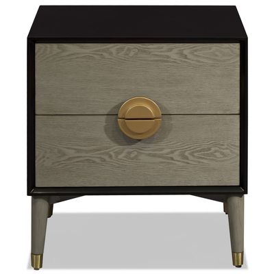 ChinaFurnitureOnline Black and Pewter Grey Abstract Moon Motif Oriental Cabinet