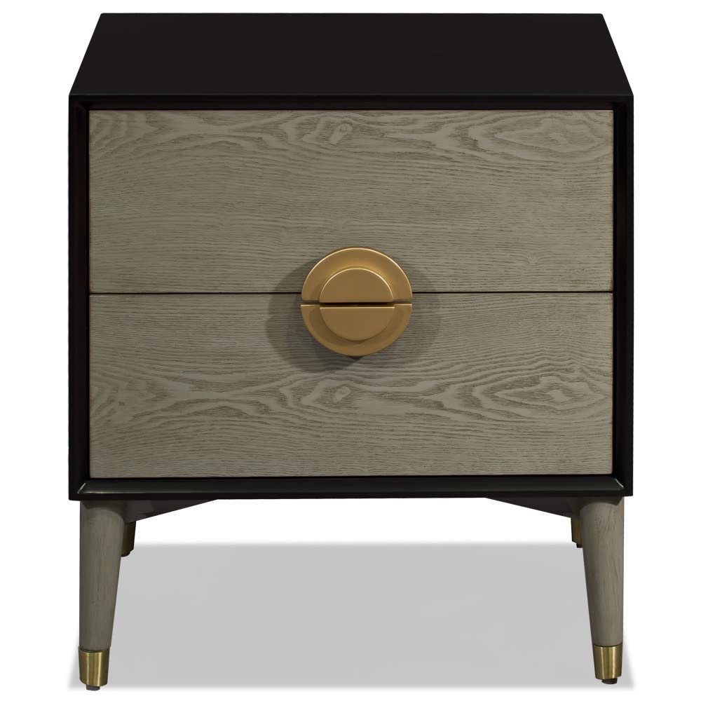 ChinaFurnitureOnline Black and Pewter Grey Abstract Moon Motif Oriental Cabinet