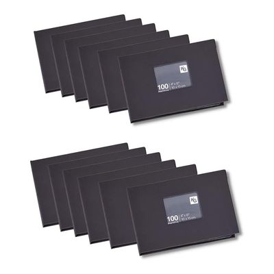 Kiera Grace 100-Pocket Simple & Classic Small Photo Album For Home & Room, 4.84"L x 7.36"W x 2.09"H To Display 100-4" x 6" Photos, 12 Pieces, Black