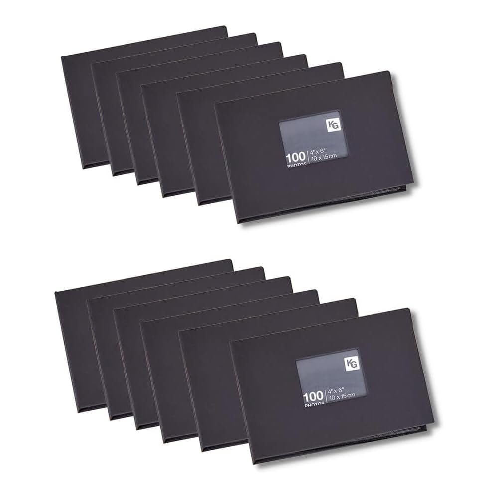 Kiera Grace 100-Pocket Simple & Classic Small Photo Album For Home & Room, 4.84"L x 7.36"W x 2.09"H To Display 100-4" x 6" Photos, 12 Pieces, Black