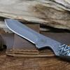 WHISKEY BENT HAT CO. Sendero Caper 440 Stainless Steel Fixed Blade Knife w/Leather Sheath (Brown Fang - Damascus Blade) view 3