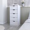 FM FURNITURE Dillon Narrow 5 Drawer Dresser, Tall Chest of Drawers,White view 2
