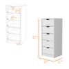FM FURNITURE Dillon Narrow 5 Drawer Dresser, Tall Chest of Drawers,White view 3