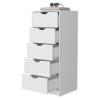 FM FURNITURE Dillon Narrow 5 Drawer Dresser, Tall Chest of Drawers,White view 4