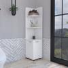 DEPOT E-SHOP Vestal Tall Corner Cabinet with 3-Tier Shelf and 2-Door, White view 1