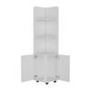 DEPOT E-SHOP Vestal Tall Corner Cabinet with 3-Tier Shelf and 2-Door, White view 3