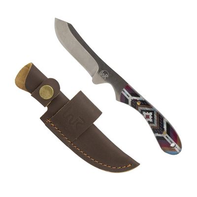 WHISKEY BENT HAT CO. Sendero Caper 440 Stainless Steel Fixed Blade Knife w/Leather Sheath (Arizonan)