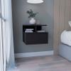 Depot E-Shop Floating Nightstand, Wall Mounted, Single Drawer, 2-Tier Shelf, Black, 12" H x 14.01" W x 13.22" D view 1