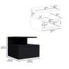 Depot E-Shop Floating Nightstand, Wall Mounted, Single Drawer, 2-Tier Shelf, Black, 12" H x 14.01" W x 13.22" D view 2