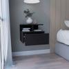Depot E-Shop Floating Nightstand, Wall Mounted, Single Drawer, 2-Tier Shelf, Black, 12" H x 14.01" W x 13.22" D view 3