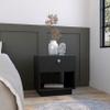 Single Drawer Nightstand 19" H with Open Storage Shelf, Black view 1
