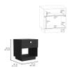 Single Drawer Nightstand 19" H with Open Storage Shelf, Black view 2
