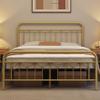 Topeakmart Queen Metal Bed Frame with Vintage Headboard and Footboard, 13 Inch Heavy-Duty Bed Frame with Storage,Sturdy Slats, No Box Spring Needed, Antique Gold view 1