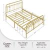 Topeakmart Queen Metal Bed Frame with Vintage Headboard and Footboard, 13 Inch Heavy-Duty Bed Frame with Storage,Sturdy Slats, No Box Spring Needed, Antique Gold view 2