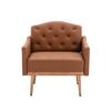 Leather Accent Chair Comfy Ergonomic PU Arm Chairs Upholstered Armchair Modern Leisure Single Sofa Reading Chair with Rose Golden Metal Legs,for Living Room Bedroom Club (Brown PU) view 1