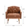 Leather Accent Chair Comfy Ergonomic PU Arm Chairs Upholstered Armchair Modern Leisure Single Sofa Reading Chair with Rose Golden Metal Legs,for Living Room Bedroom Club (Brown PU) view 3