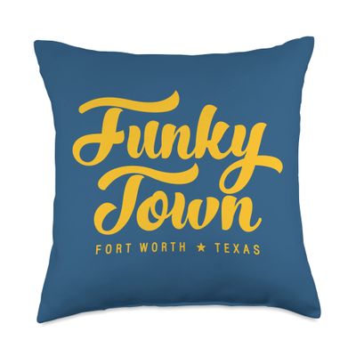 FUNKY TOWN Fort Worth TX Script Design Throw Pillow